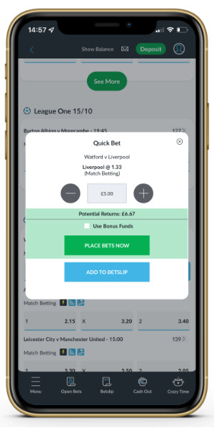 BetVictor quick bet slip