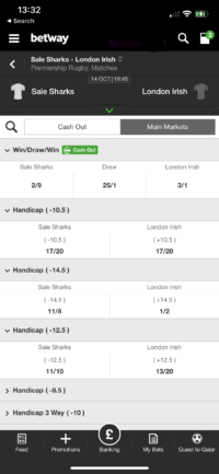 Rugby handicap betting example