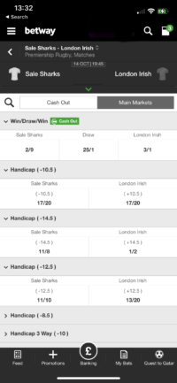Rugby handicap betting example