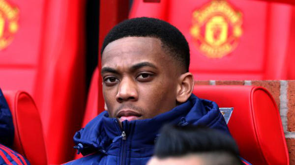 Martial on bench at United