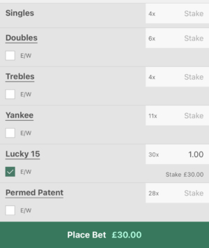 Each way lucky 15 example