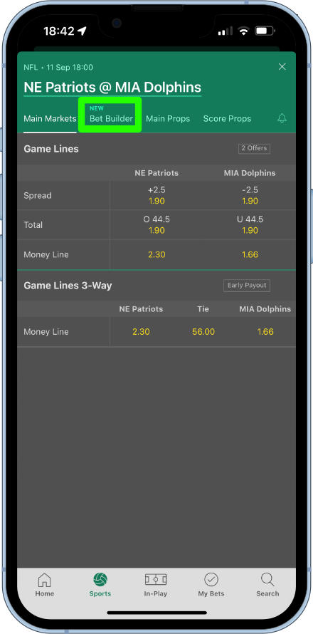 bet365 American football bet builder