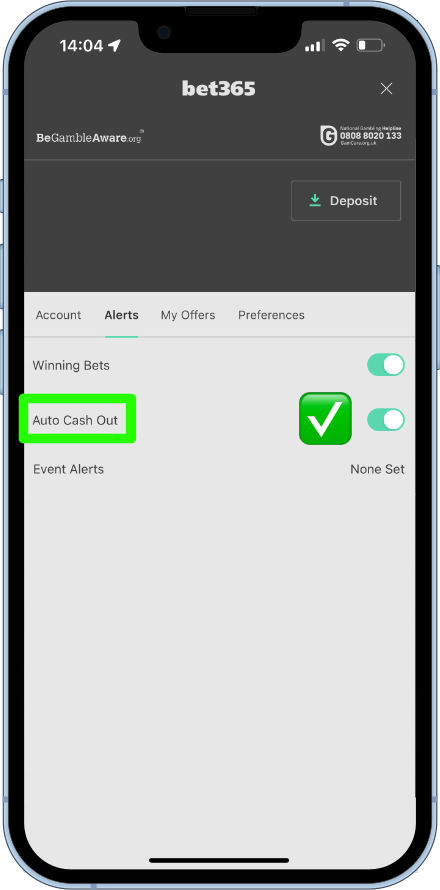 Auto cash out alerts enabled