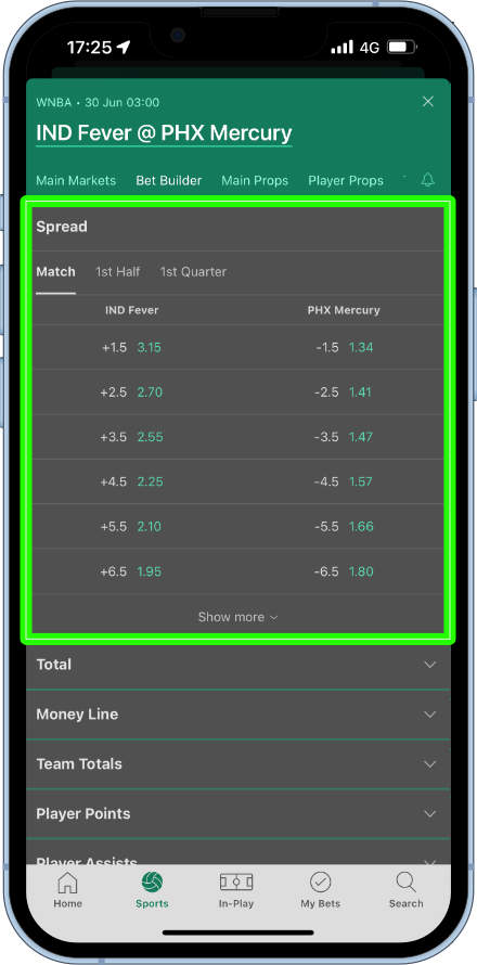 basketball bet builder odds