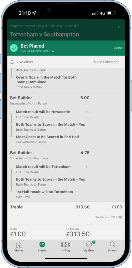 multiple bet builder bet confirmation