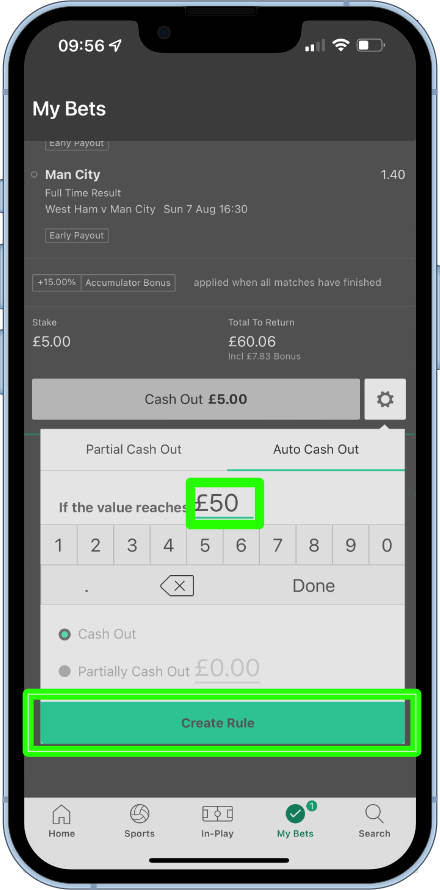 creating an auto cash out rule