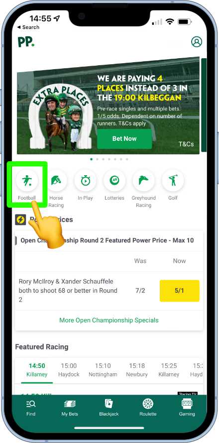 football icon on the Paddy Power app