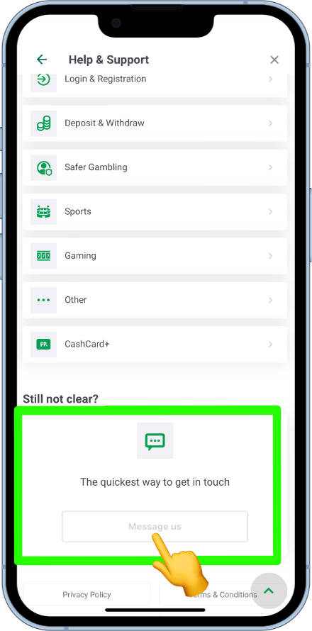 live chat on the Paddy Power app