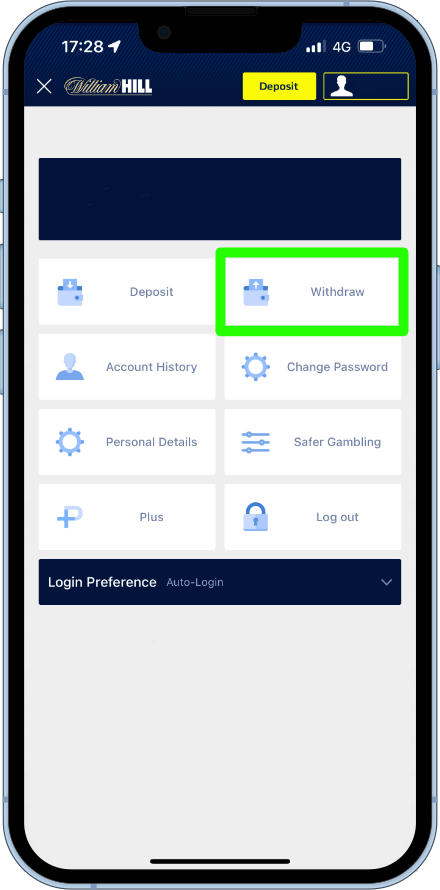 How to withdraw on the William Hill app