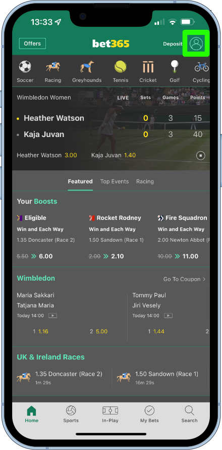 bet365 user settings