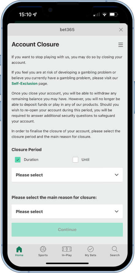 bet365 account closure