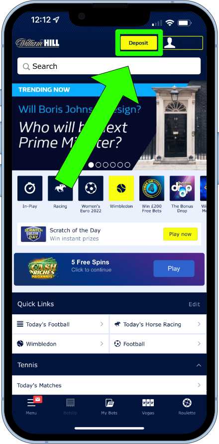How to deposit on the William Hill app