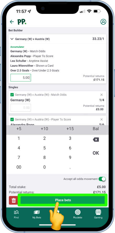 how to place a football bet builder on the Paddy Power app