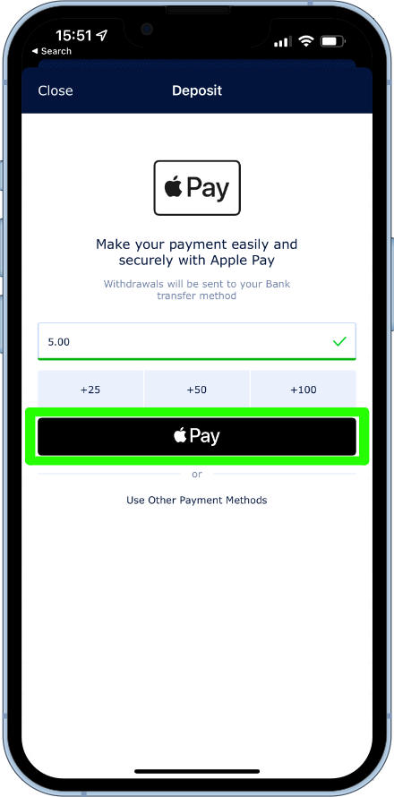 depositing with Apple Pay