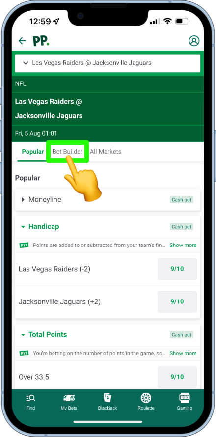 NFL games with bet builder
