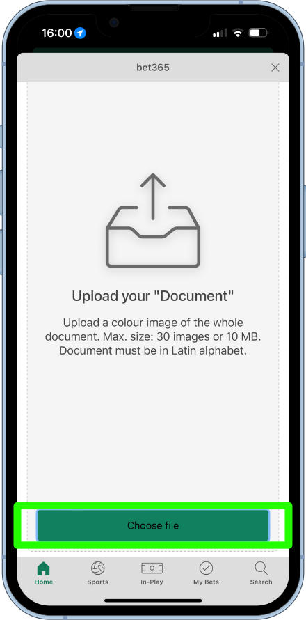 uploading documents with bet365