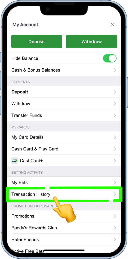 How to check bet history on the Paddy Power app
