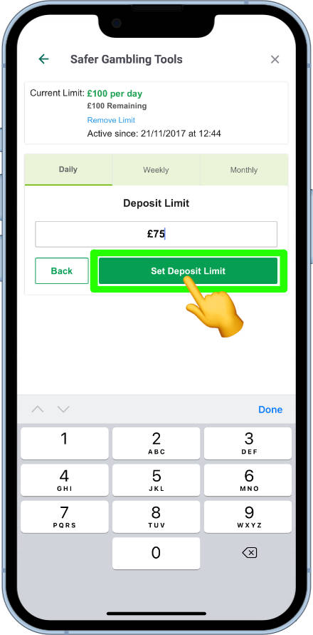how to change deposit limit on the Paddy Power app
