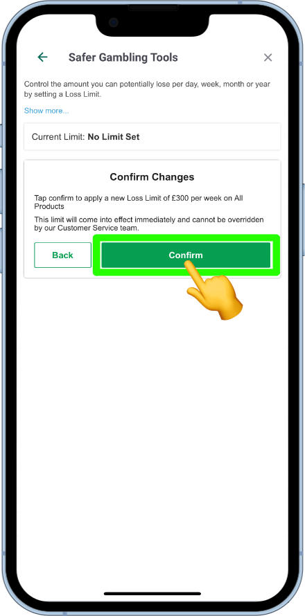 how to set a loss limit on the Paddy Power app