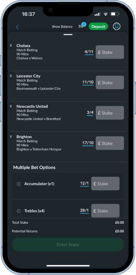 BetVictor's bet slip