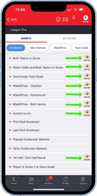 A screen shot showing how to identify the cash out symbol on the app