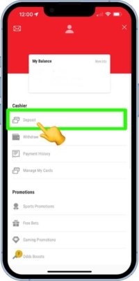 deposit option on the Ladbrokes app