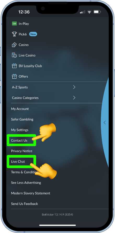 How to get support on the BetVictor app