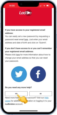 A screen shot showing what to do if you require further help