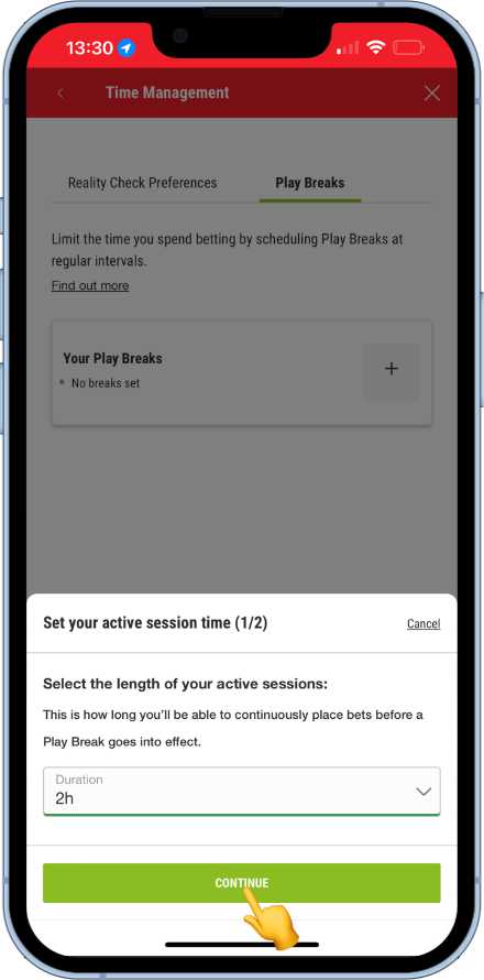 setting play break activation time