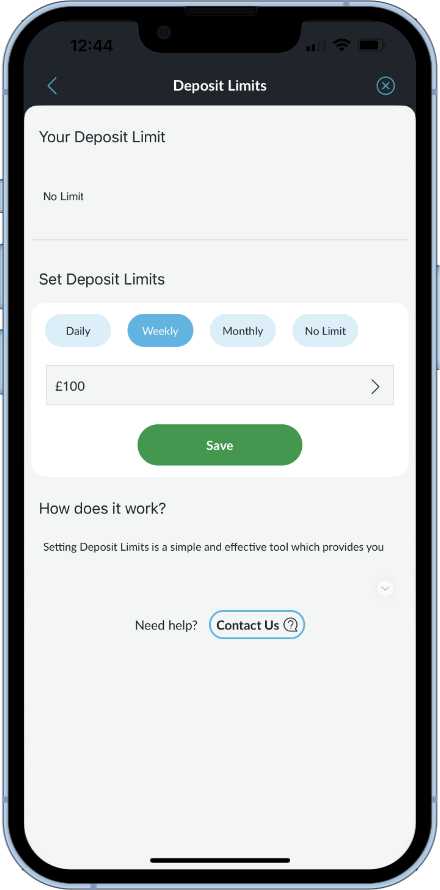 how to set deposit limits on the BetVictor app