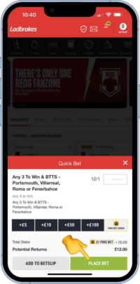 how to use a free bet on the Ladbrokes app