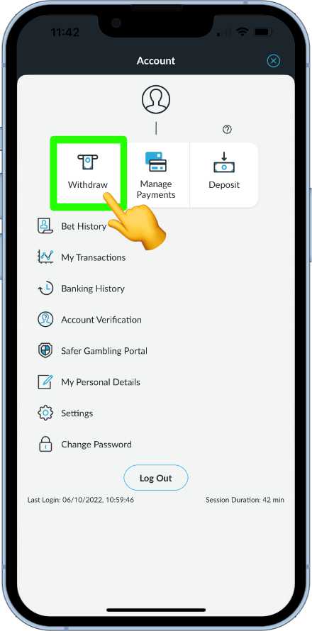 how to withdraw funds on the BetVictor app
