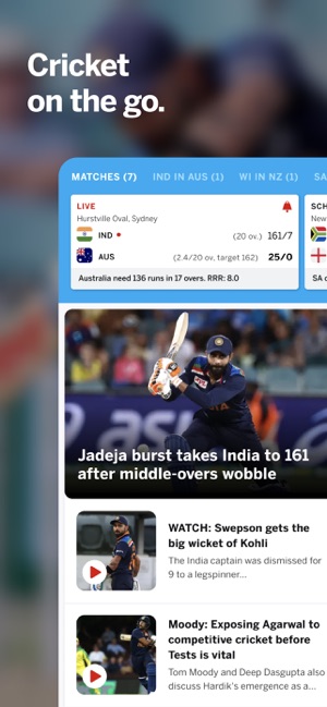 IPL news and stats on the go with the Cricinfo app