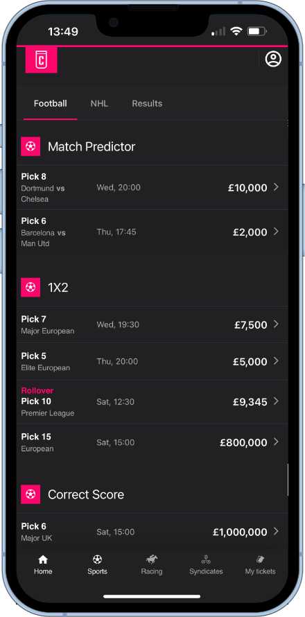 Football coupons on the Colossus bets app