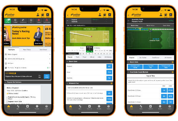 Betfair app screenshots