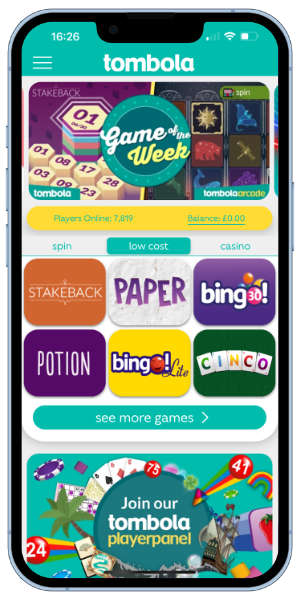 Screenshot of Tombola Bingo iPhone app