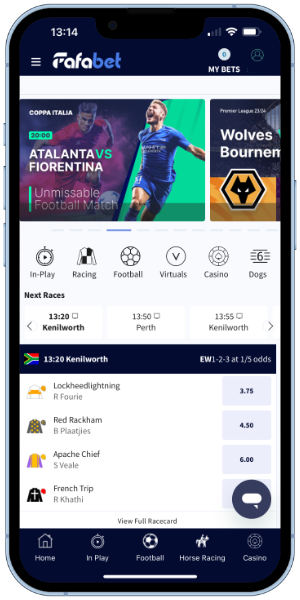 screenshot of the Fafabet homepage
