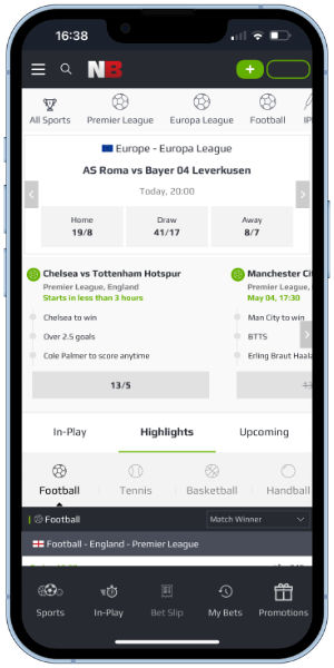 NetBet iPhone app homepage