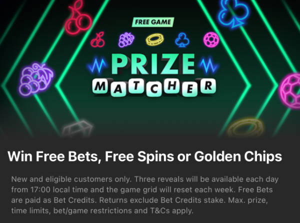 Prize matcher promotion by bet365