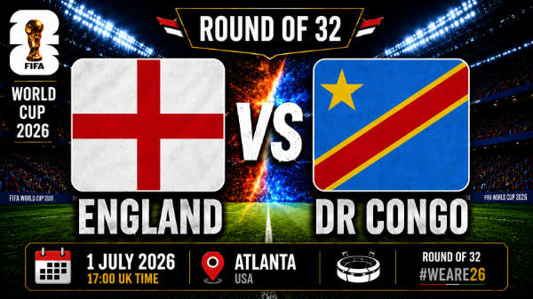 England v DR Congo round of 32 world cup 26