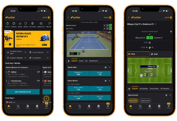 Betfair app screenshots